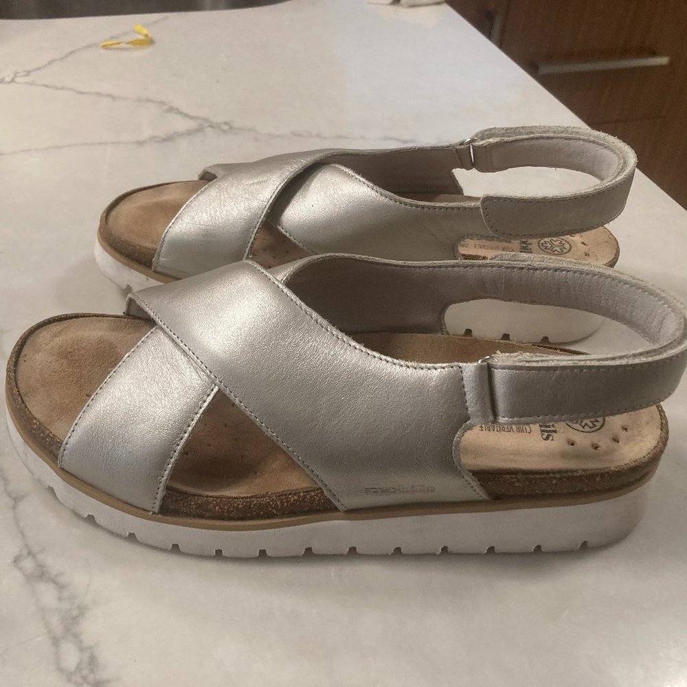 Mephisto Women Sandals 10 Mobilis Ergonomic Metallic TALLY Light Taupe Perl Kid